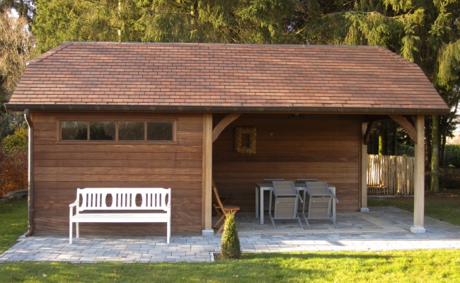 stoeprand droom Ochtend gymnastiek Cottage tuinhuis met berging | Realisatie | Houtbouw Defreyne