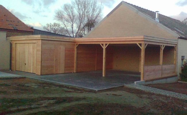 Garage met plat dak + carport